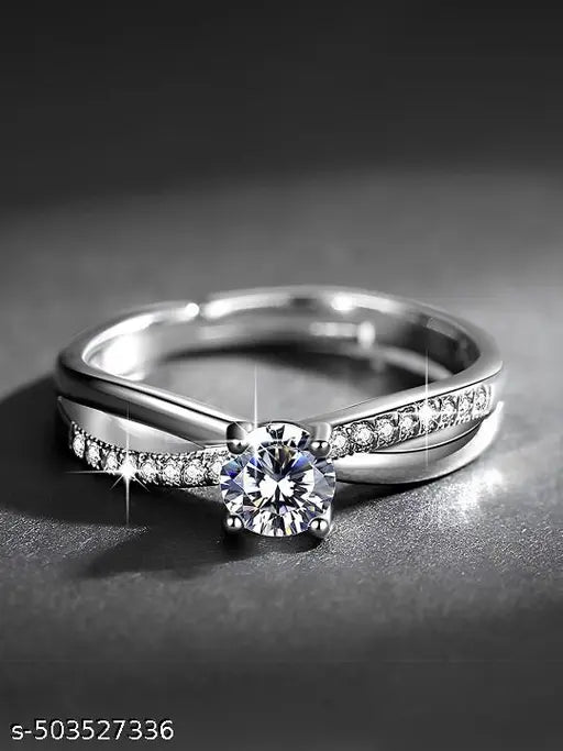 Gleve Anti-Tarnish Silver Diamond Ring