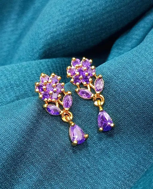 Micro Plated Stone Flower Stud Earrings