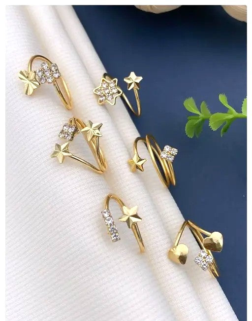 White Crystal Heart Multi Design Rings