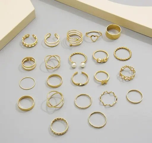 AD Women Set of 22 Gold Plated Rings
