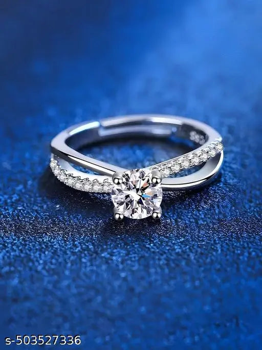 Gleve Anti-Tarnish Silver Diamond Ring