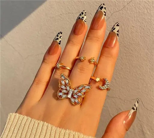 Gold Plated Gold-Toned Rings Set of 5