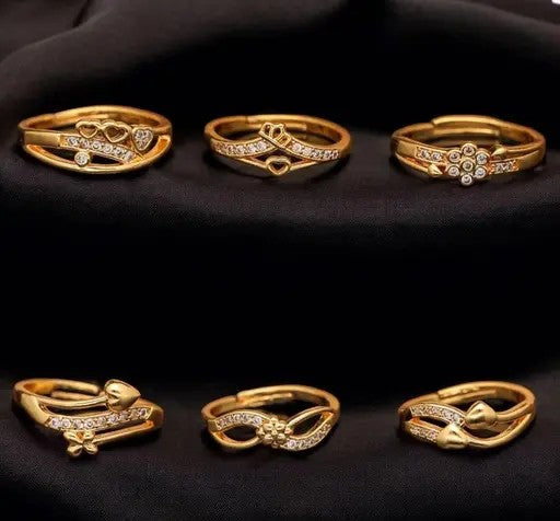 Combo Set of 6 Adjustable Gold Ring